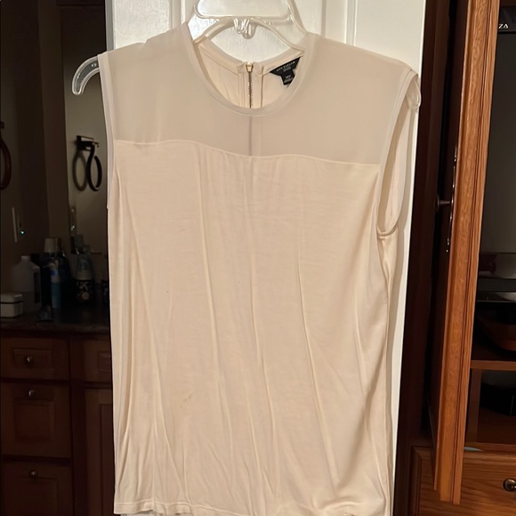 Ann Taylor Tops - Ann Taylor Cream Sleeveless Blouse with Gold Zipper